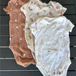 Carter's Bodysuit Trio - Brown, Cream, White